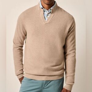 Johnnie-O Sand Estaban Johnny Collar Sweater JMSW100030 Tan Cream Beige